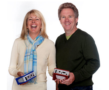 Joann and Eric Byres holding the innovative Tofino Security Appliances